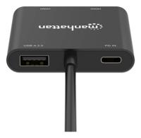 Manhattan USB 2.0 Adapter [1x USB-C stekker - 4x HDMI-bus, USB 2.0 bus A, USB-C bus (Power Delivery)] 15 cm 4K UHD, Stekker past op beide manieren, Met laadbus - thumbnail