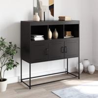 Dressoir 100,5x39x107 cm staal zwart - thumbnail
