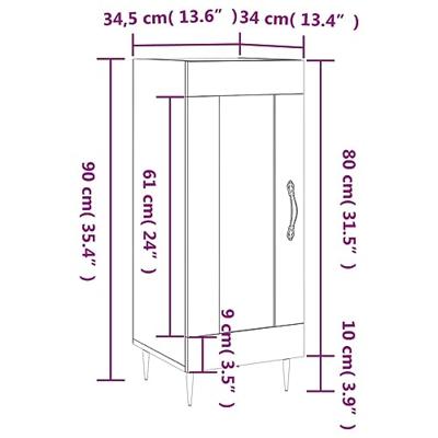 Dressoir 34,5x34x90 cm bewerkt hout wit