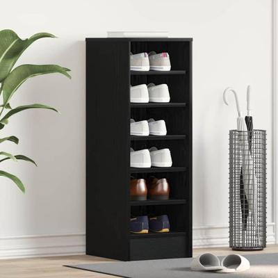 VidaXL Schoenenkast met plank zwart eiken 32 x 35 x 90 cm bewerkt hout