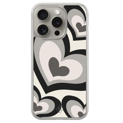 iPhone 15 Pro Max hybride hoesje - Hart swirl zwart