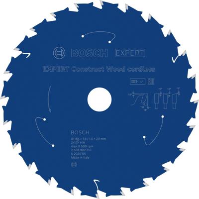 Bosch Accessoires EXPERT Construct Wood cordless Cirkelzaagblad | 165 x 1,6/1 x 20 mm | T24 - 2608902210