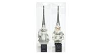 Kerst Piek glas figuur d8 en h8 cm wit/zilver Decoris - Decoris - thumbnail