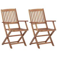 VidaXL Opklapbare stoelen, 2 stuks, massief acaciahout - thumbnail