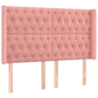Hoofdbord met randen 147x16x118/128 cm fluweel roze