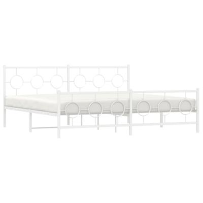 Bedframe met hoofd- en voeteneinde metaal wit 193x203 cm