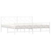 Bedframe met hoofd- en voeteneinde metaal wit 193x203 cm - thumbnail