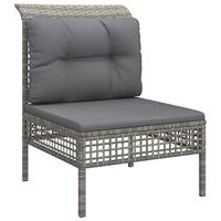Tuinmiddenbank met kussens poly rattan grijs - thumbnail