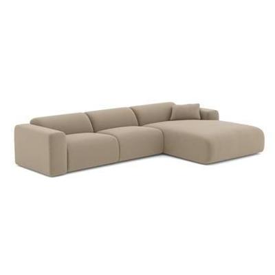 Brede rechthoekige sofa in taupe bouclette stof 280cm