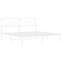 Bedframe met hoofdbord metaal wit 160x200 cm - thumbnail