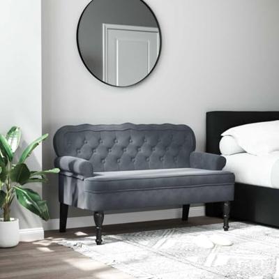 Bankje met rugleuning 119,5x64,5x75 cm fluweel donkergrijs