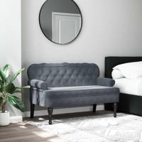 Bankje met rugleuning 119,5x64,5x75 cm fluweel donkergrijs - thumbnail