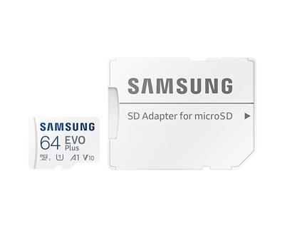 Samsung EVO Plus 64GB microSDXC + Adapter Micro SD-kaart Wit