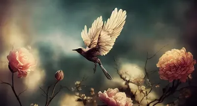 Alexsar Art Tuinschilderij vogel bloem 130x70cm