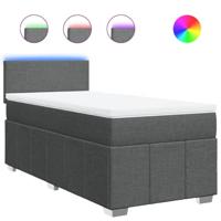 Boxspring met matras stof donkergrijs 80x200 cm - thumbnail