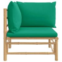 Tuinhoekbank met kussens bamboe groen - thumbnail
