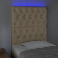 Hoofdbord LED 144x7x78/88 cm stof crèmekleurig - thumbnail