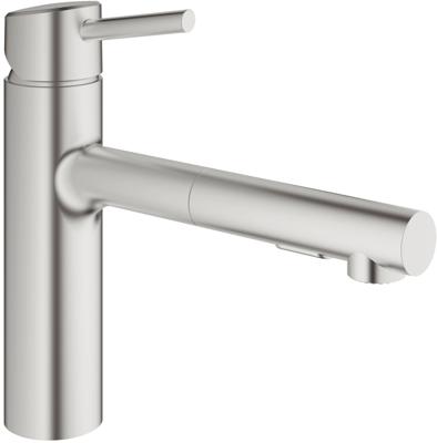 Grohe Concetto keukenkraan met uittrekbare handdouche dualspray Supersteel Grohe Concetto keukenkraan met uittrekbare handdouche dualspray Supersteel