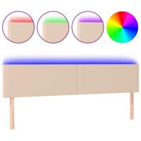 Hoofdbord LED 200x5x78/88 cm kunstleer cappuccinokleurig - thumbnail