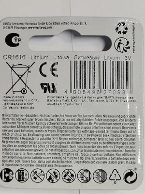 Varta 6616112401 lithiumbatterij (CR-1616, 3 V), zilverkleurig