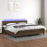 Boxspring met matras en LED stof donkerbruin 200x200 cm - thumbnail