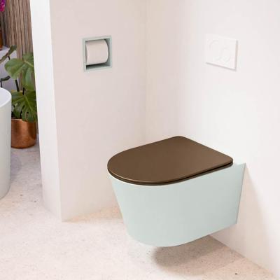 MONDIAZ LAVIE hangend toilet single fire rimless diepspoel Greey, Toiletzitting met quick-release & softclose Rust