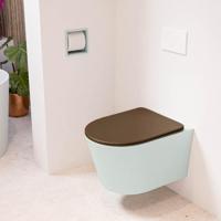 MONDIAZ LAVIE hangend toilet single fire rimless diepspoel Greey, Toiletzitting met quick-release & softclose Rust - thumbnail