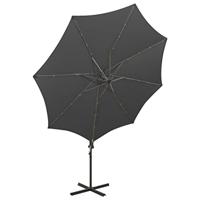 VidaXL Zweefparasol met paal en led-verlichting 300 cm antracietkleur - thumbnail