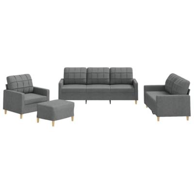 4-delige Loungeset met kussens stof donkergrijs