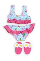 Heless Poppen bikini met slippers flamingo, 28-35 cm - thumbnail