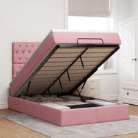 Ottoman bed met matrassen 120x200cm fluweel roze - thumbnail