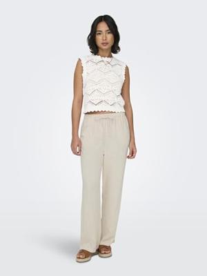Only Onlsiesta Mw Pull-up Linen Bl Pnt Noos Broek Moonbeam