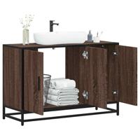 Wastafelkast 90x33x60 cm bewerkt hout bruin eikenkleurig - thumbnail