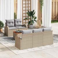 Tuinbankenset met opslag 6 pcs Beige en Licht Grijs poly rattan - thumbnail