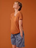 Zwangerschapsshirt met V-hals, iriserend linnen ENVIE DE FRAISE karamel - thumbnail