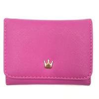Korte mini vrouwen portefeuilles kroon ingericht fold PU lederen Coin Purse kaarthouder (Deep Purple) - thumbnail