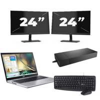 Acer Aspire A315-44P - AMD Ryzen 7 5700U - 15 inch - 16GB RAM - 256GB SSD - Windows 11 Home + 2x 24 inch Monitor - thumbnail