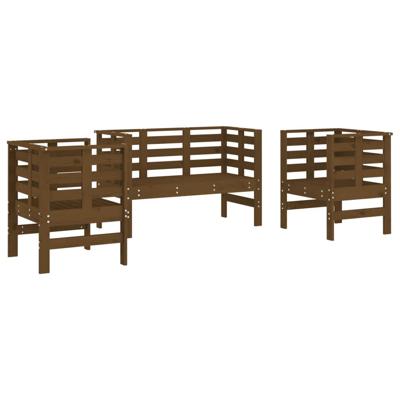 3-delige Loungeset massief grenenhout honingbruin - thumbnail