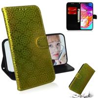Voor Galaxy A70 effen kleur kleurrijke magnetische Buckle horizontale Flip PU lederen draagtas met houder & kaartsleuven & portemonnee & Lanyard (goud - thumbnail
