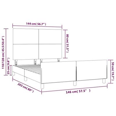 Bedframe met hoofdbord kunstleer grijs 140x200 cm