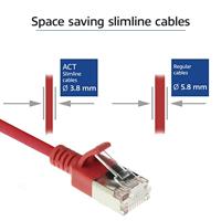 ACT DC7503 LSZH U/FTP CAT6A Datacenter Slimline Patchkabel Snagless | RJ45 Connectoren | Rood | 3 meter - thumbnail