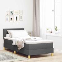 Boxspringbed met matras met matras Donkergrijs 90 x 200 cm Stof - thumbnail