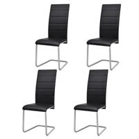 Eetkamerstoelen 4 st kunstleer zwart - thumbnail
