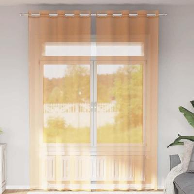 VidaXL Gordijnen voile met doorvoertules 2 st 140x300 cm oranje VidaXL Gordijnen voile met doorvoertules 2 st 140x300 cm oranje