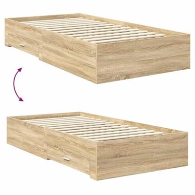 Bedframe met lade met hoofdeinde met opslag Bewerkt hout