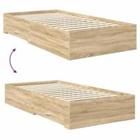 Bedframe met hoofdeinde Sonoma Eiken 100 x 200 cm Bewerkt hout - thumbnail