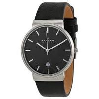 Horlogeband Skagen SKW6101 Leder Zwart 20mm - thumbnail