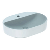 Geberit VariForm opzetwastafel ellips 60 cm 1 kraangat zonder overloop KeraTect, wit - thumbnail