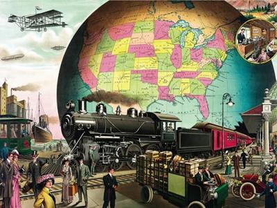 New York Puzzle Company Treinen door Amerika - 1500 stukjes