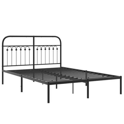Bedframe met hoofdbord metaal zwart 140x200 cm